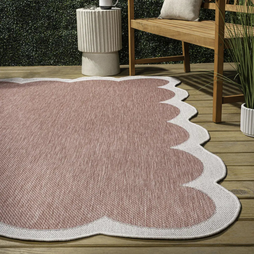 5' X 8' Rose And Cream Indoor Outdoor Area Rug Homeroots Outdoor