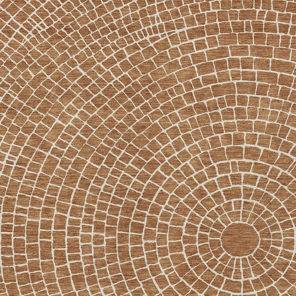 5' X 8' Rust And Ivory Geometric Washable Indoor Outdoor Area Rug Homeroots Outdoor