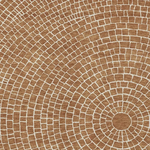 5' X 8' Rust And Ivory Geometric Washable Indoor Outdoor Area Rug Homeroots Outdoor