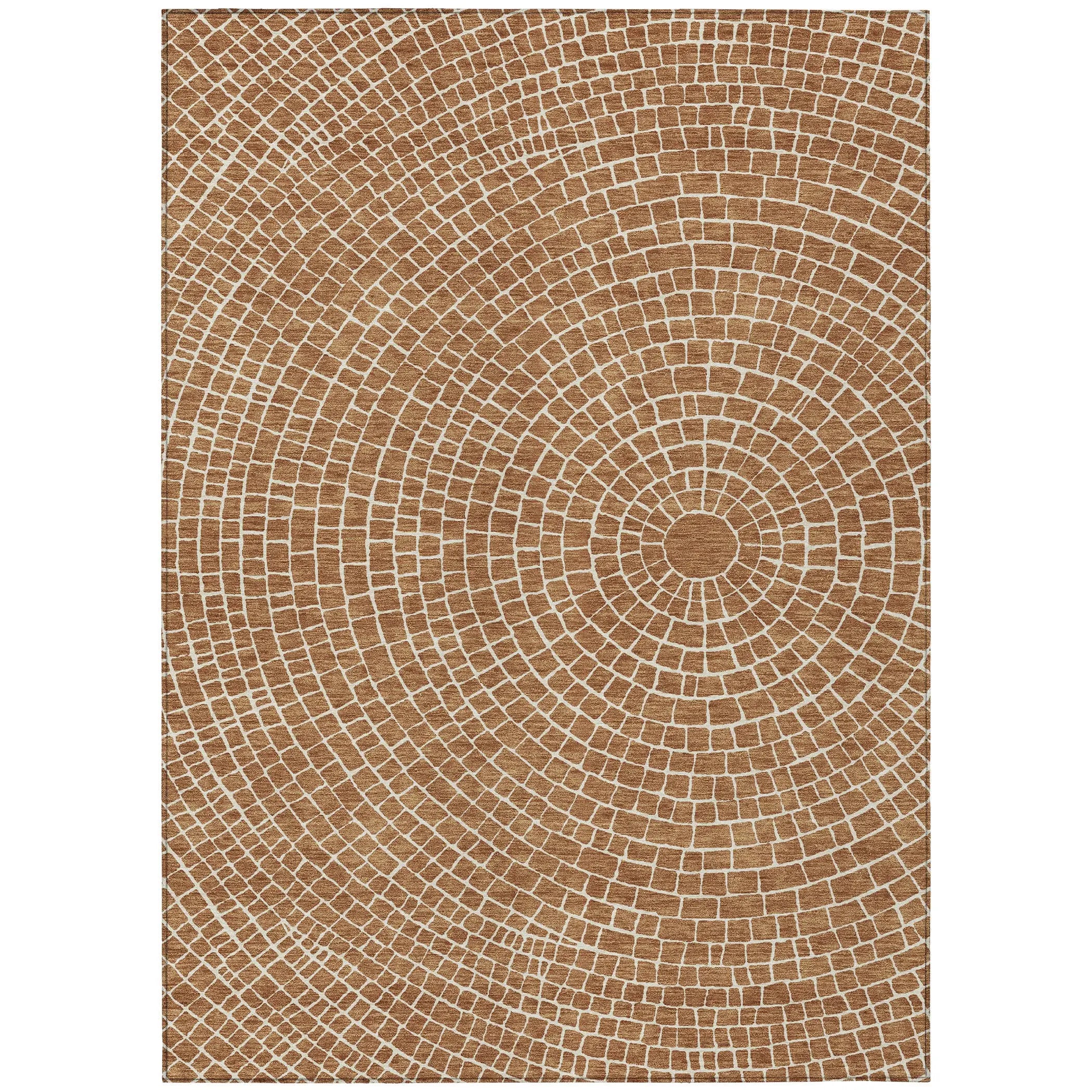 5' X 8' Rust And Ivory Geometric Washable Indoor Outdoor Area Rug Homeroots Outdoor