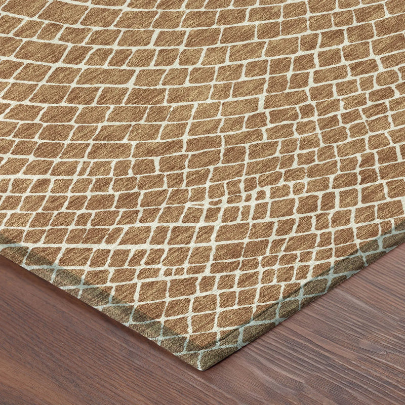 5' X 8' Rust And Ivory Geometric Washable Indoor Outdoor Area Rug Homeroots Outdoor