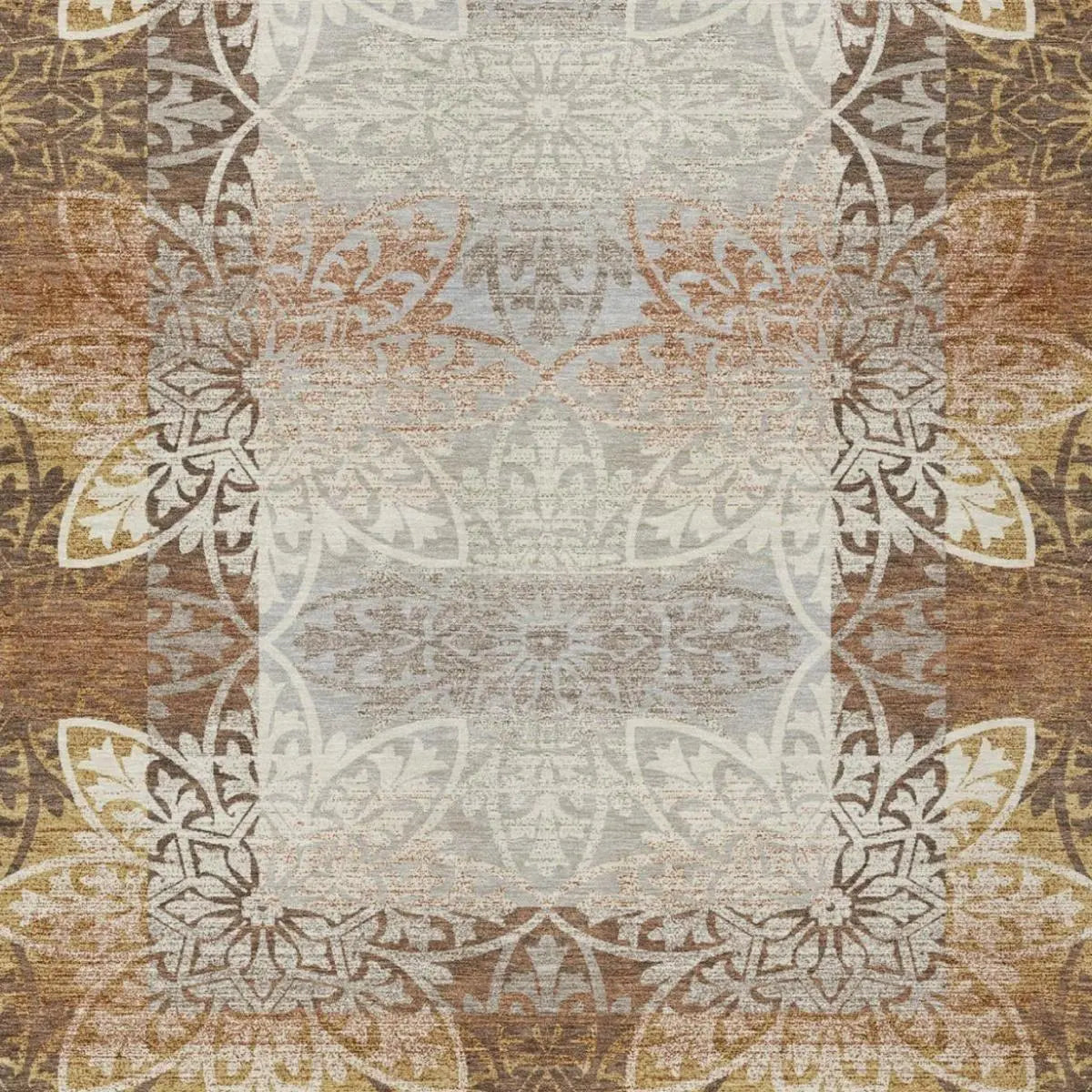 5' X 8' Rust And Orange Oriental Washable Indoor Outdoor Area Rug Homeroots Outdoor