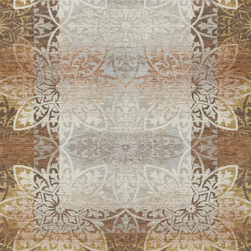 5' X 8' Rust And Orange Oriental Washable Indoor Outdoor Area Rug Homeroots Outdoor