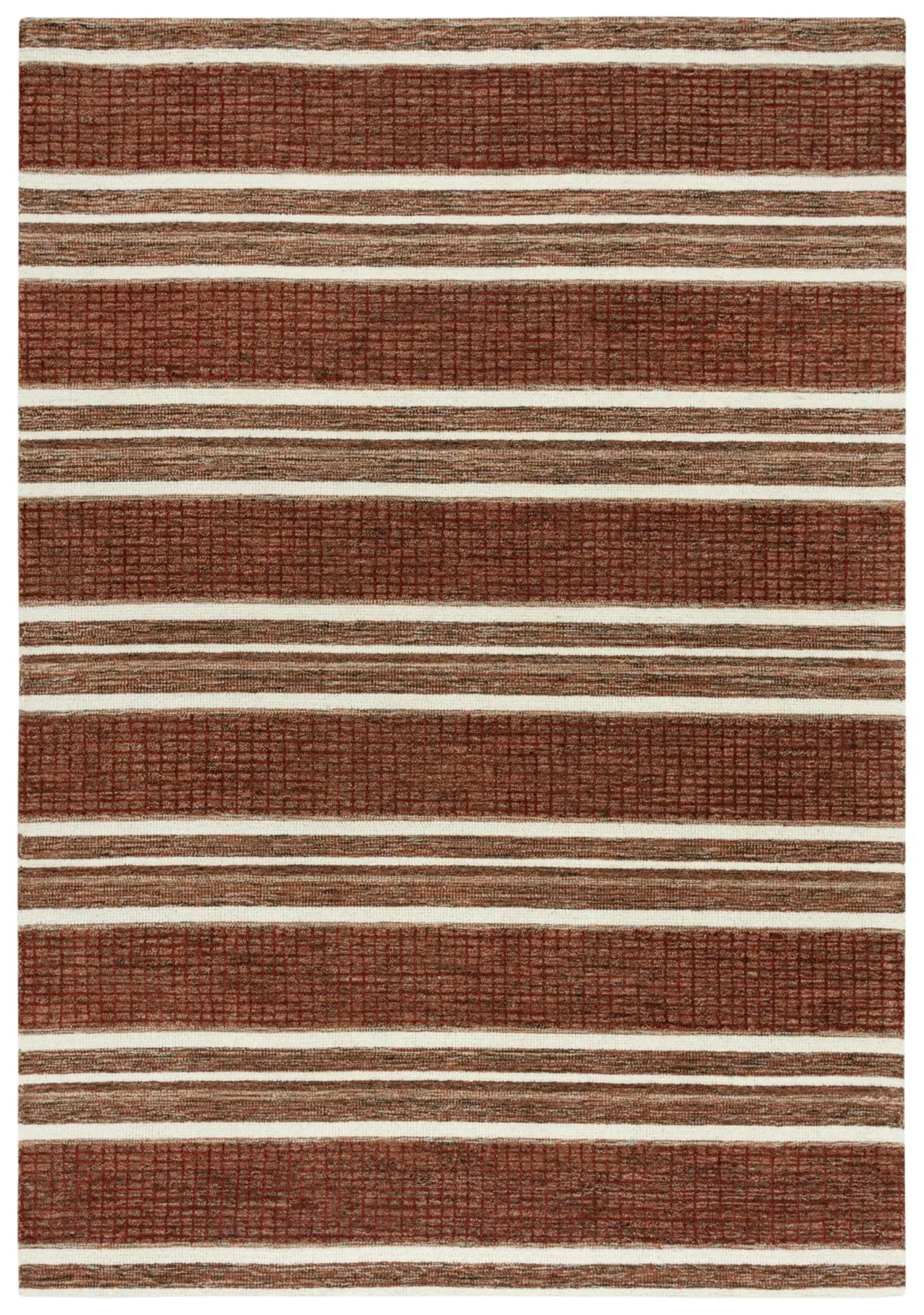 5' X 8' Rust And Orange Wool Striped Hand Tufted Area Rug Homeroots Home Decor