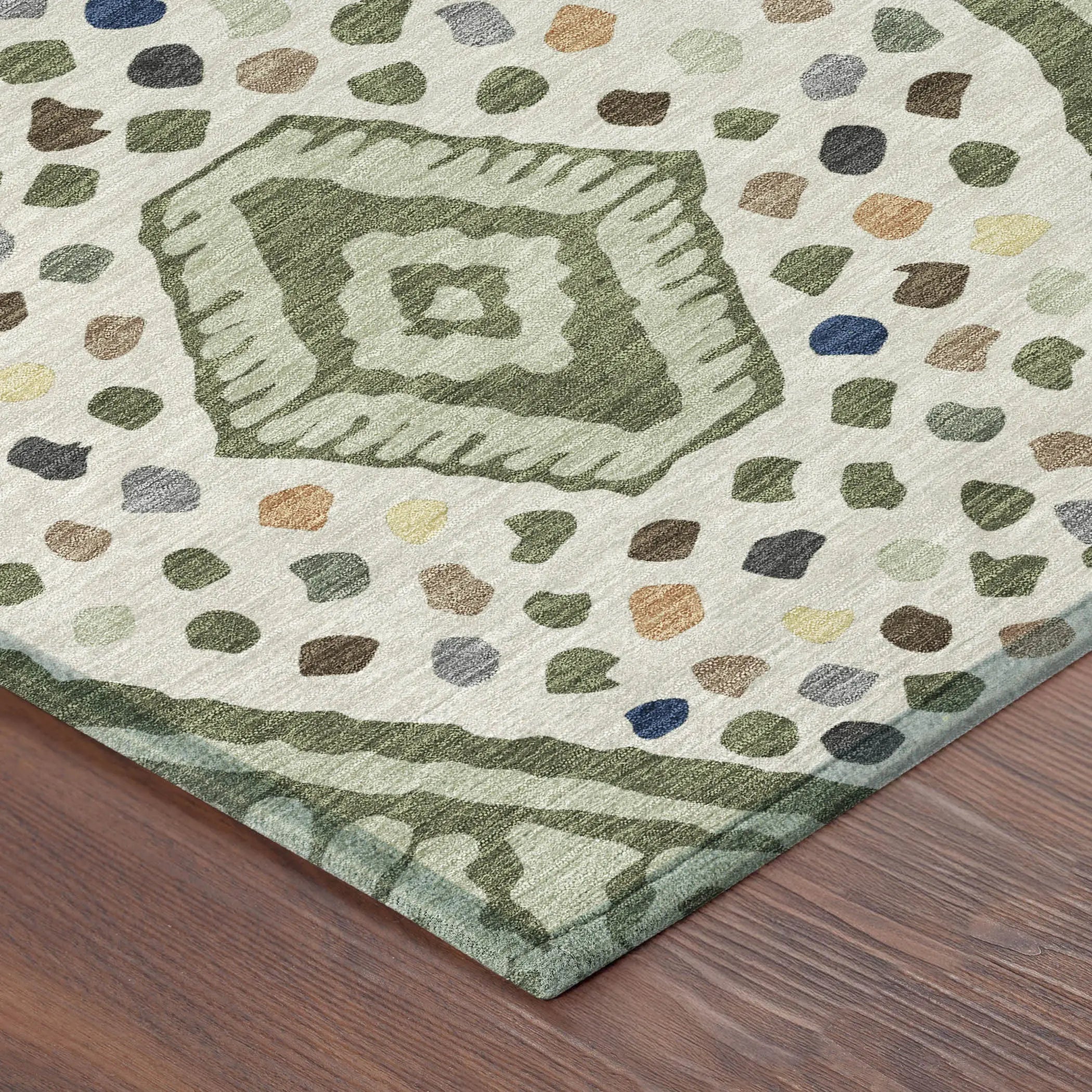 5' X 8' Sage And Beige Tribal Washable Indoor Outdoor Area Rug Homeroots Outdoor