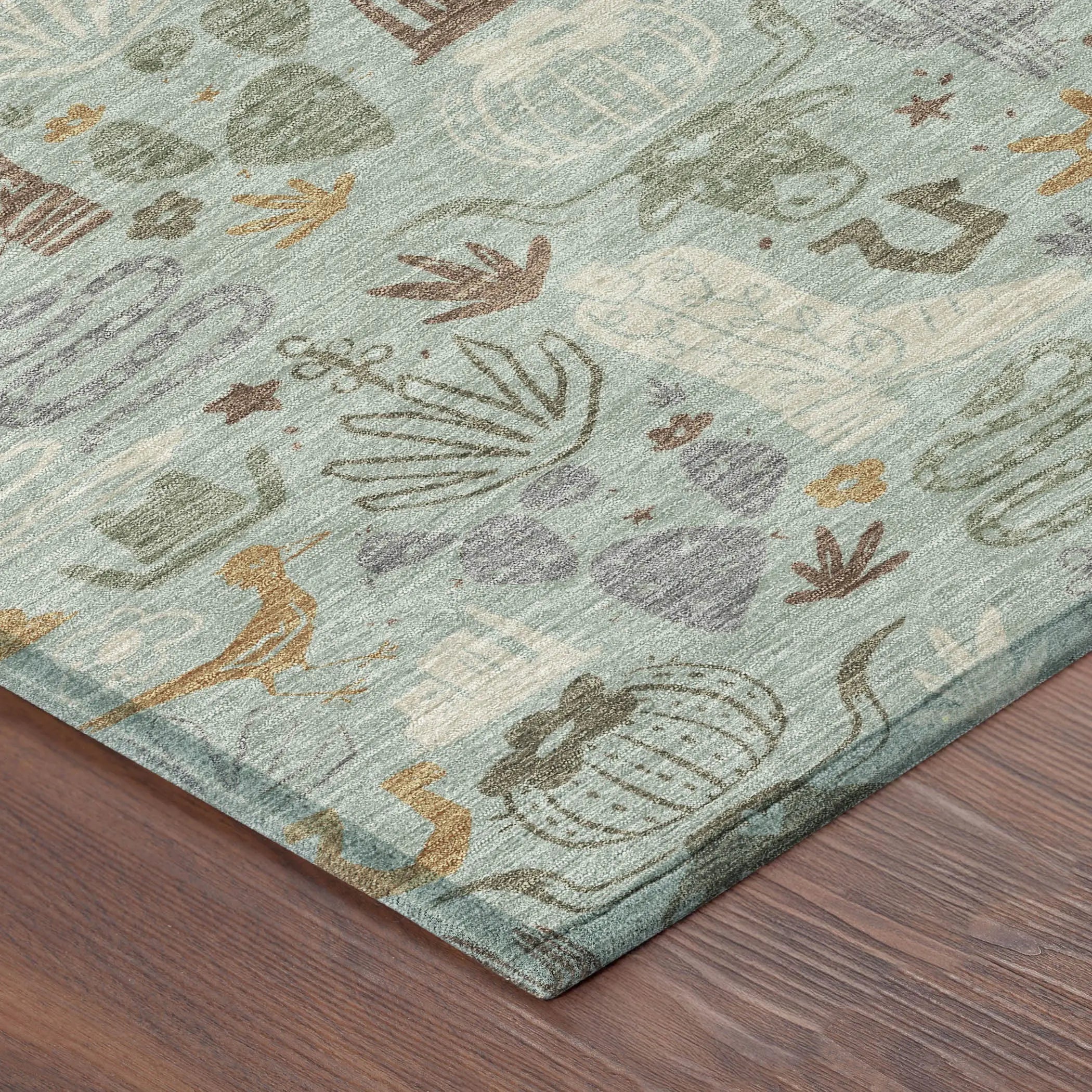 5' X 8' Sage And Gold Cactus Washable Indoor Outdoor Area Rug Homeroots Outdoor