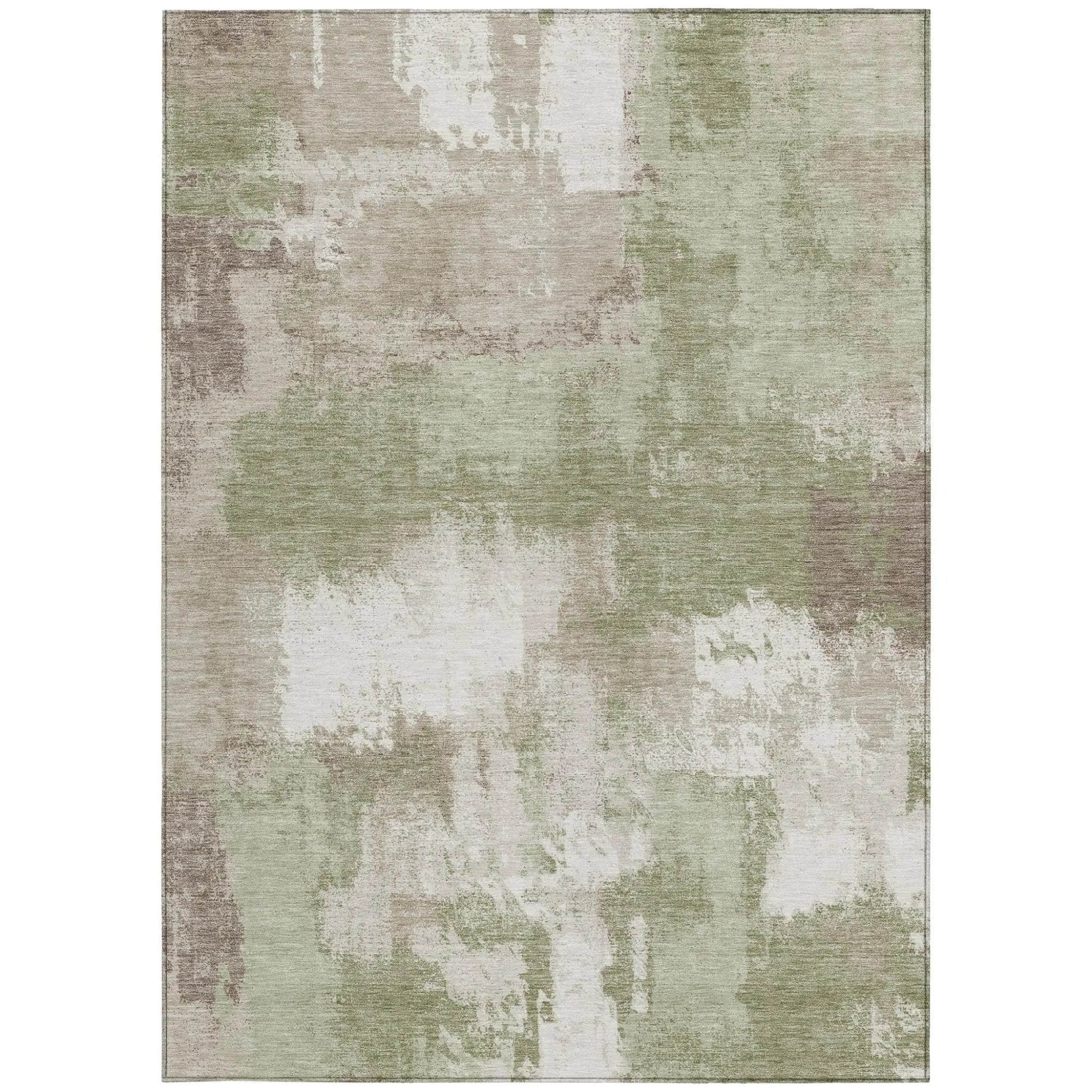 5' X 8' Sage And Green Abstract Washable Indoor Outdoor Area Rug Homeroots Outdoor