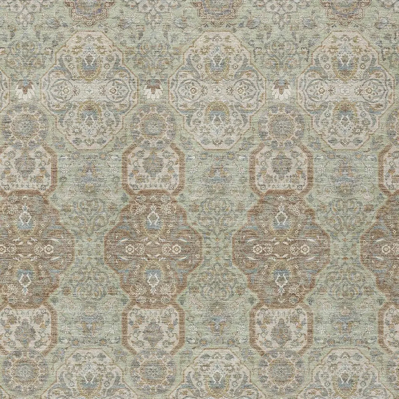 5' X 8' Sage And Green Floral Washable Indoor Outdoor Area Rug Homeroots Outdoor
