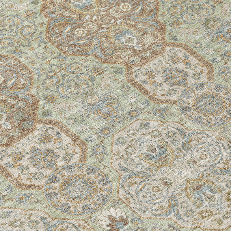 5' X 8' Sage And Green Floral Washable Indoor Outdoor Area Rug Homeroots Outdoor