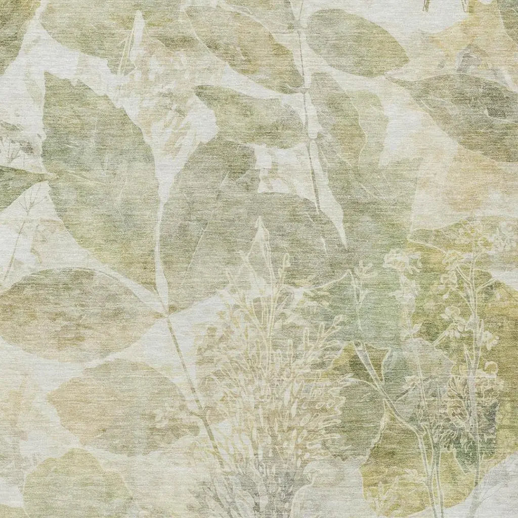 5' X 8' Sage And Green Floral Washable Indoor Outdoor Area Rug Homeroots Outdoor