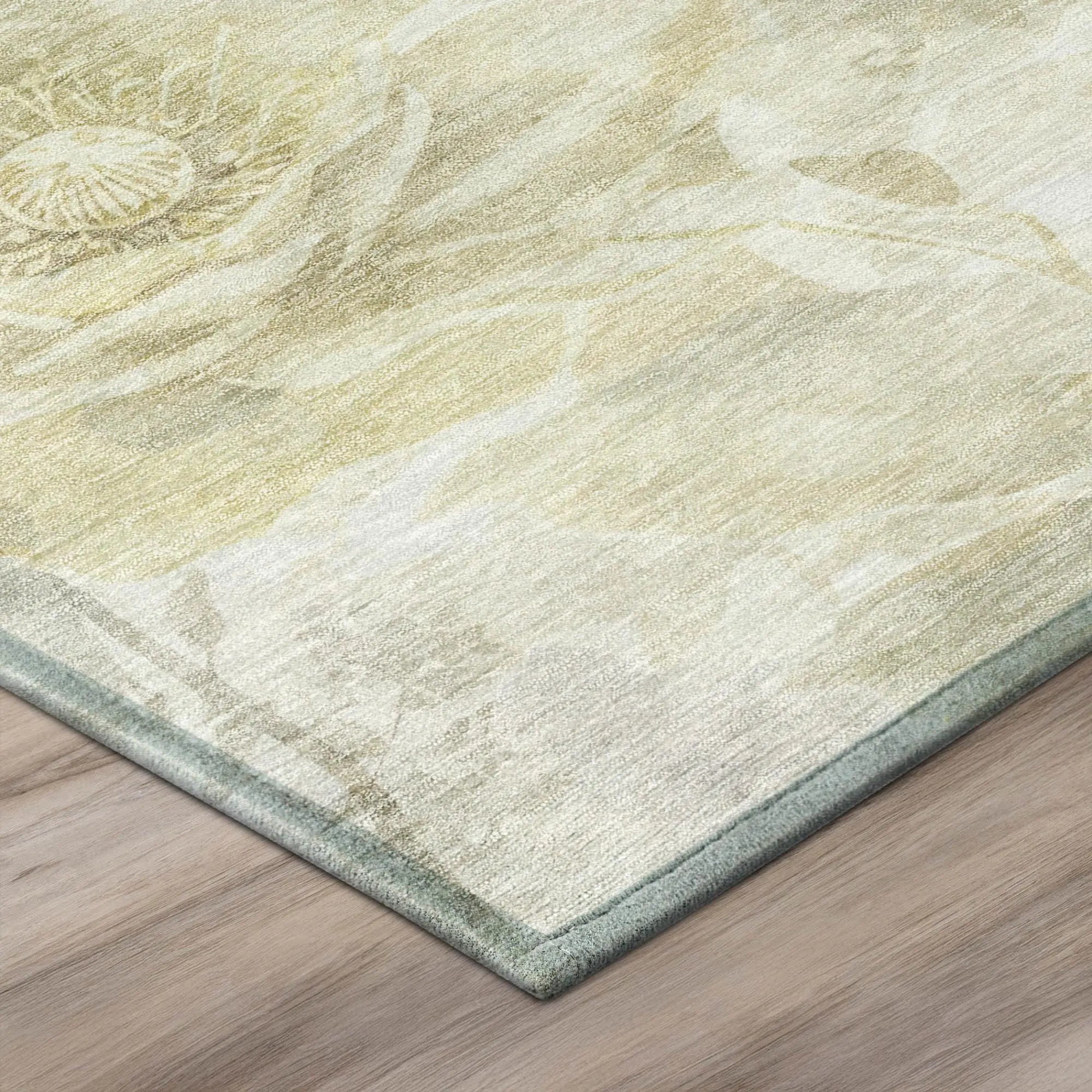 5' X 8' Sage And Green Floral Washable Indoor Outdoor Area Rug Homeroots Outdoor