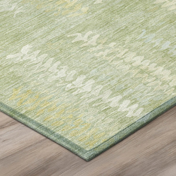 5' X 8' Sage And Green Striped Washable Indoor Outdoor Area Rug Homeroots Outdoor