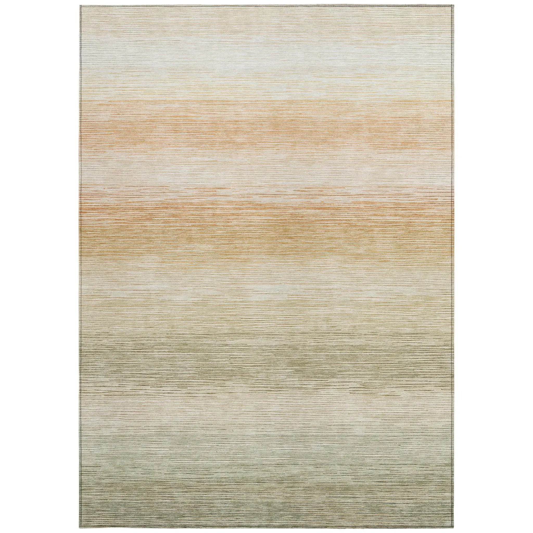 5' X 8' Sage And Green Striped Washable Indoor Outdoor Area Rug Homeroots Outdoor