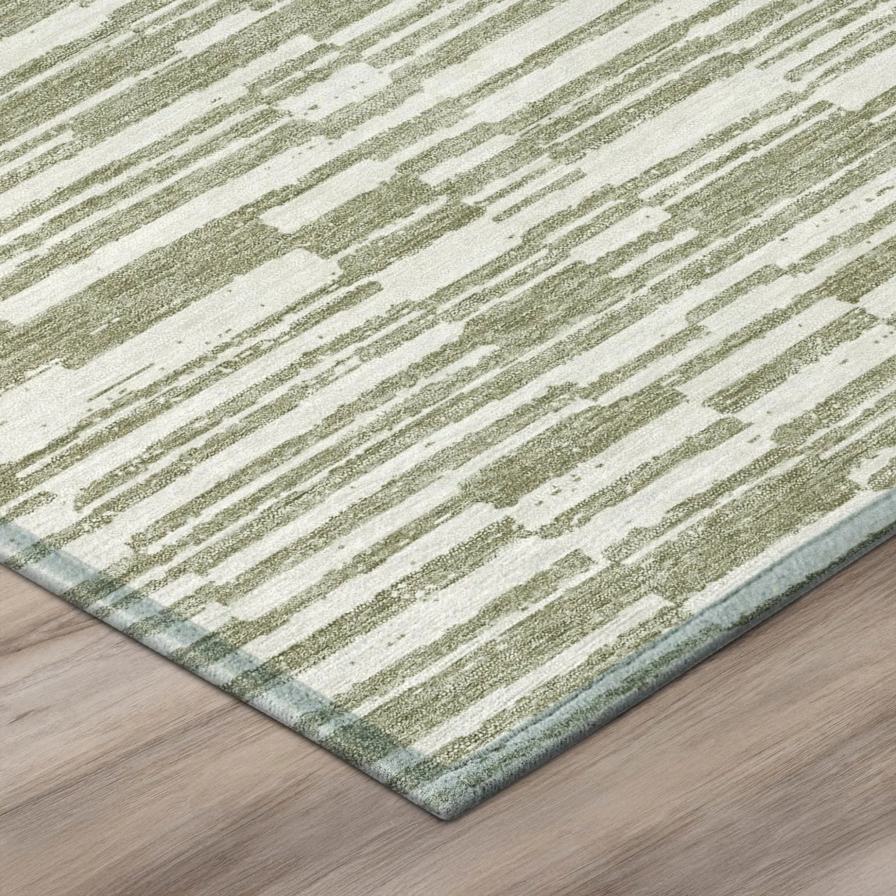 5' X 8' Sage And Green Striped Washable Indoor Outdoor Area Rug Homeroots Outdoor