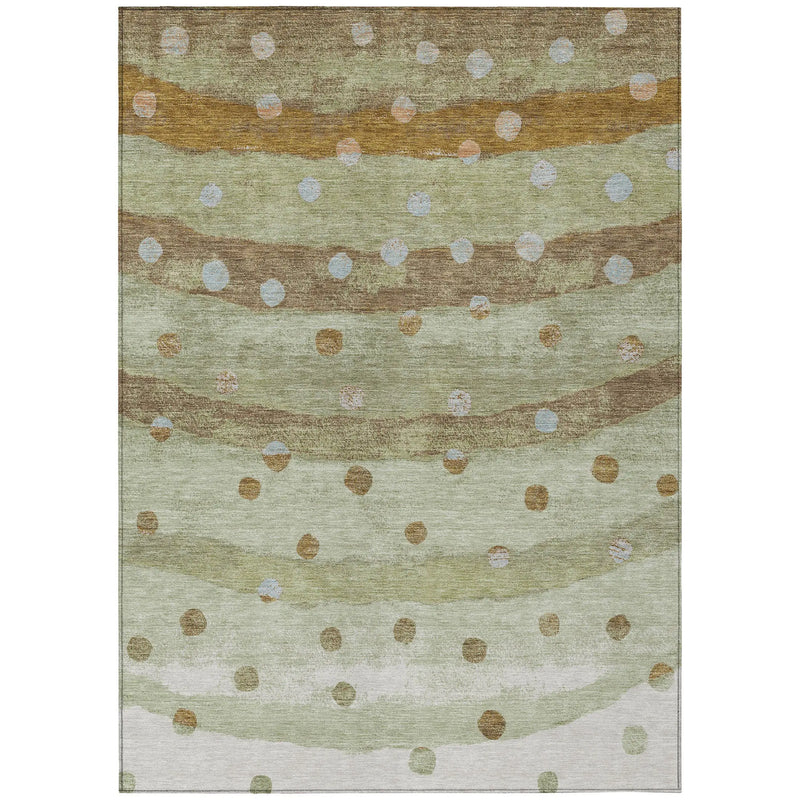 5' X 8' Sage And Green Striped Washable Indoor Outdoor Area Rug Homeroots Outdoor