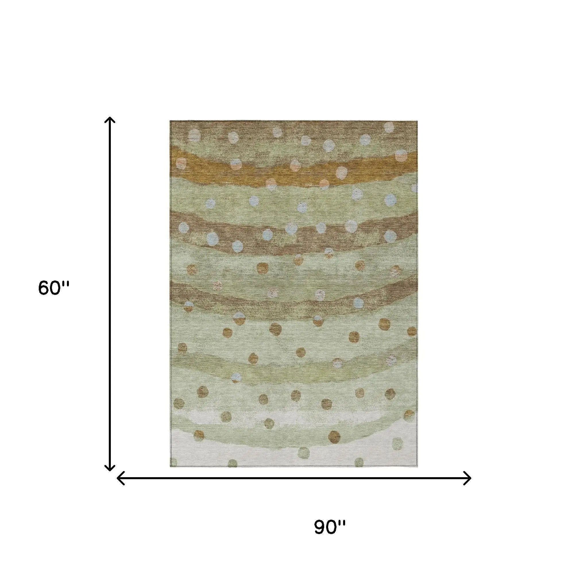 5' X 8' Sage And Green Striped Washable Indoor Outdoor Area Rug Homeroots Outdoor