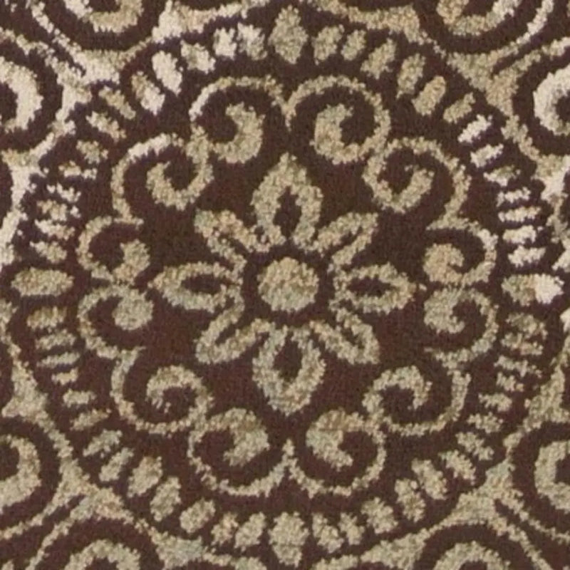 5' X 8' Sage Brown And Ivory Floral Medallion Area Rug Homeroots Home Decor