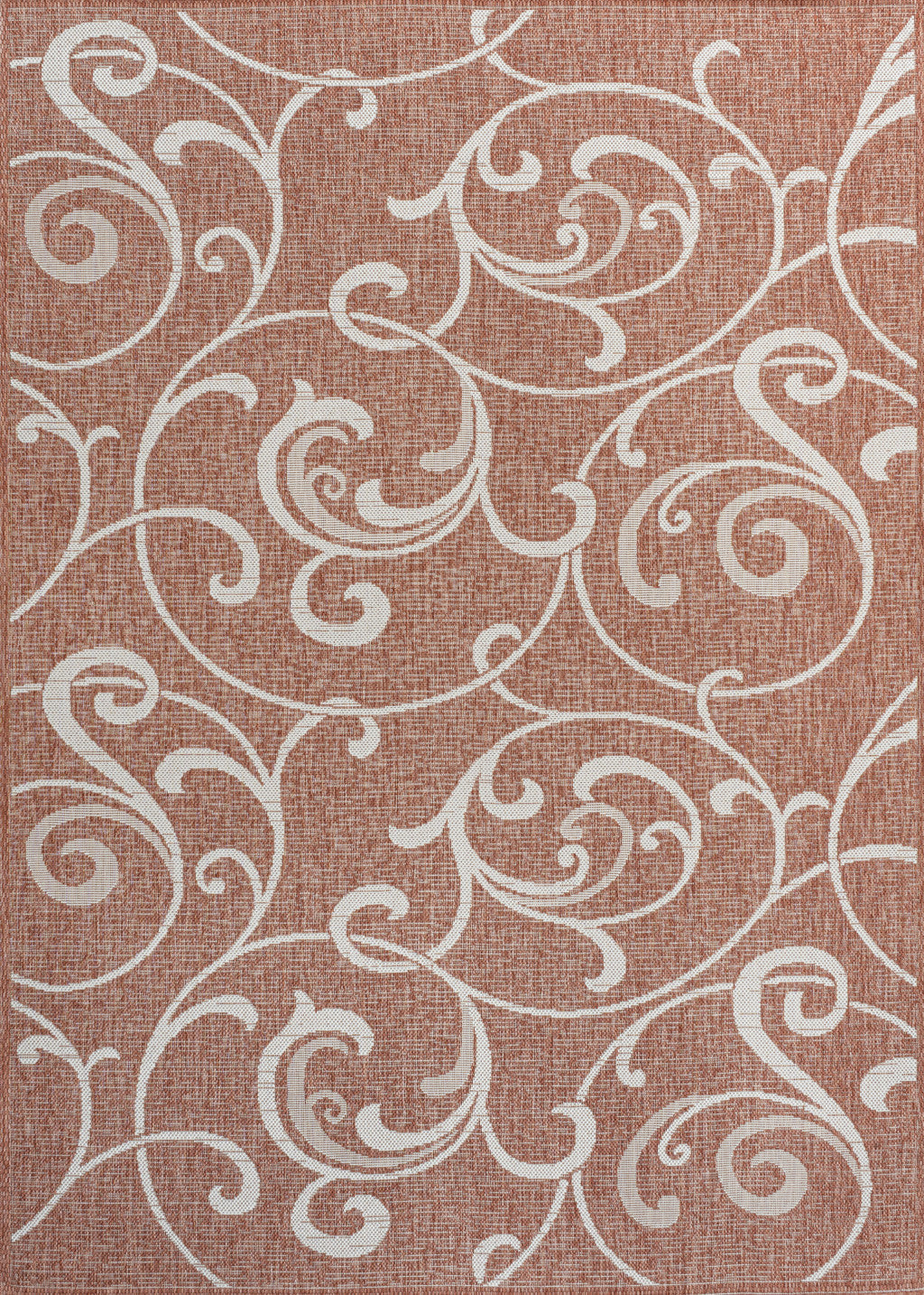 5' X 8' Salmon And Cream Floral Indoor Outdoor Area Rug - GreatEagleInc