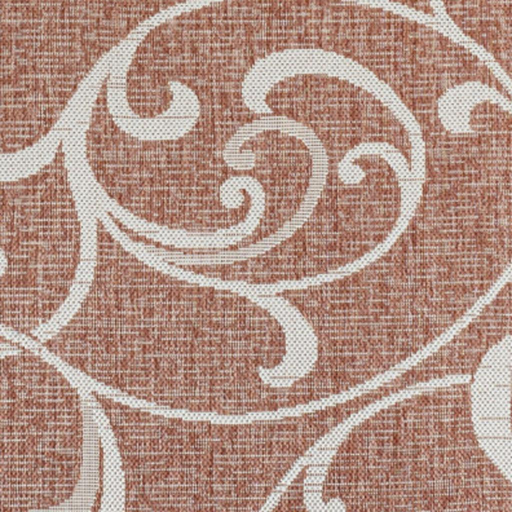 5' X 8' Salmon And Cream Floral Indoor Outdoor Area Rug - GreatEagleInc