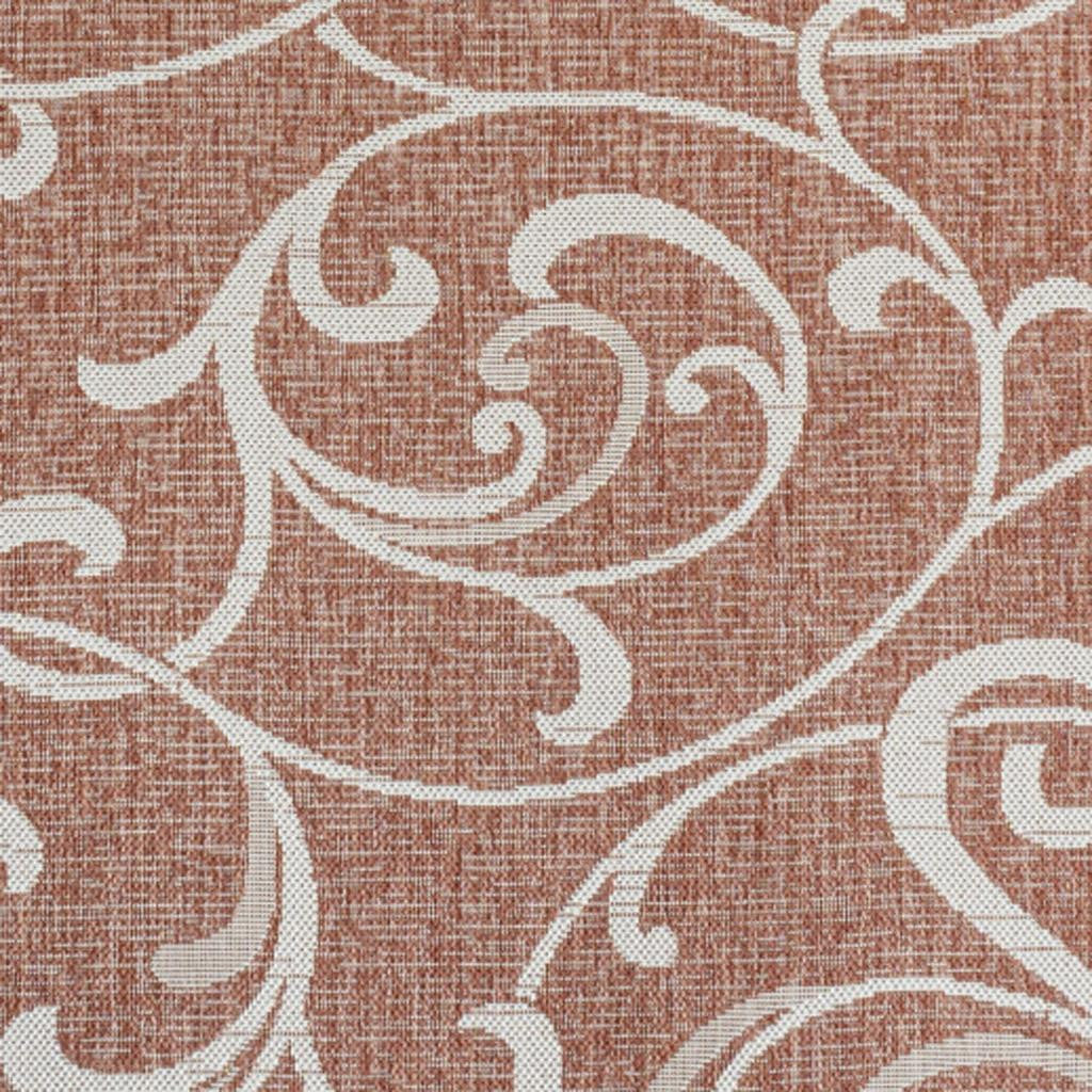 5' X 8' Salmon And Cream Floral Indoor Outdoor Area Rug - GreatEagleInc