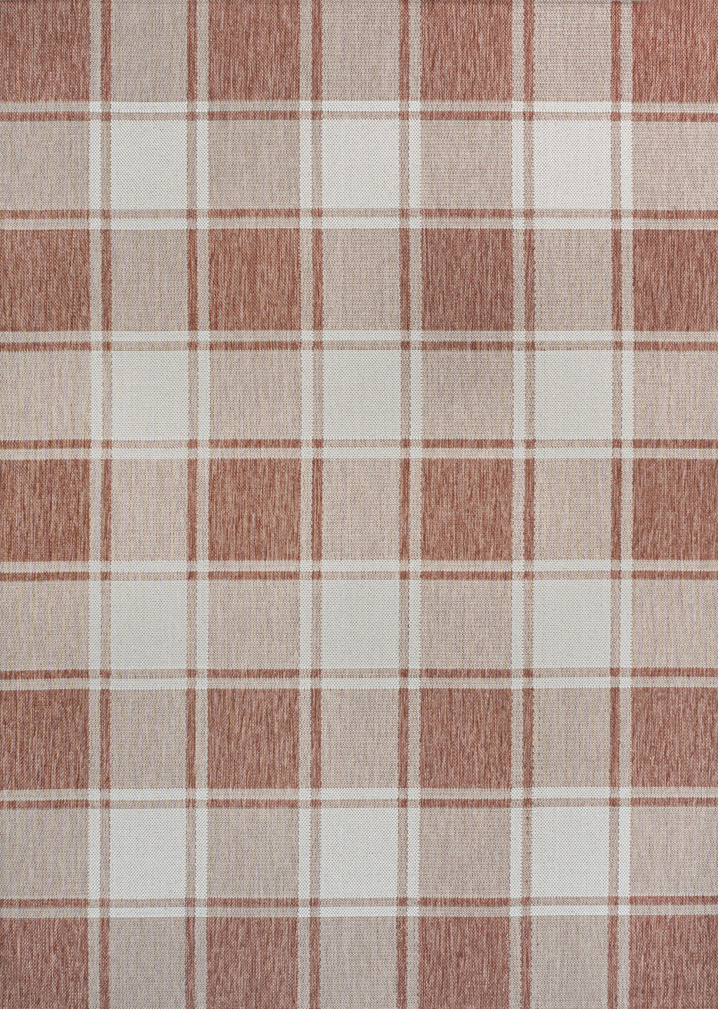 5' X 8' Salmon And Cream Gingham Indoor Outdoor Area Rug - GreatEagleInc