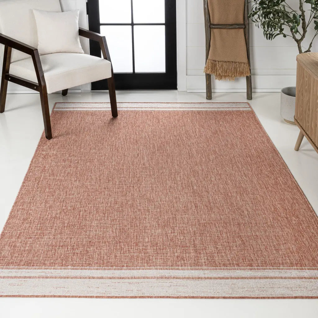 5' X 8' Salmon And Cream Indoor Outdoor Area Rug Homeroots Outdoor