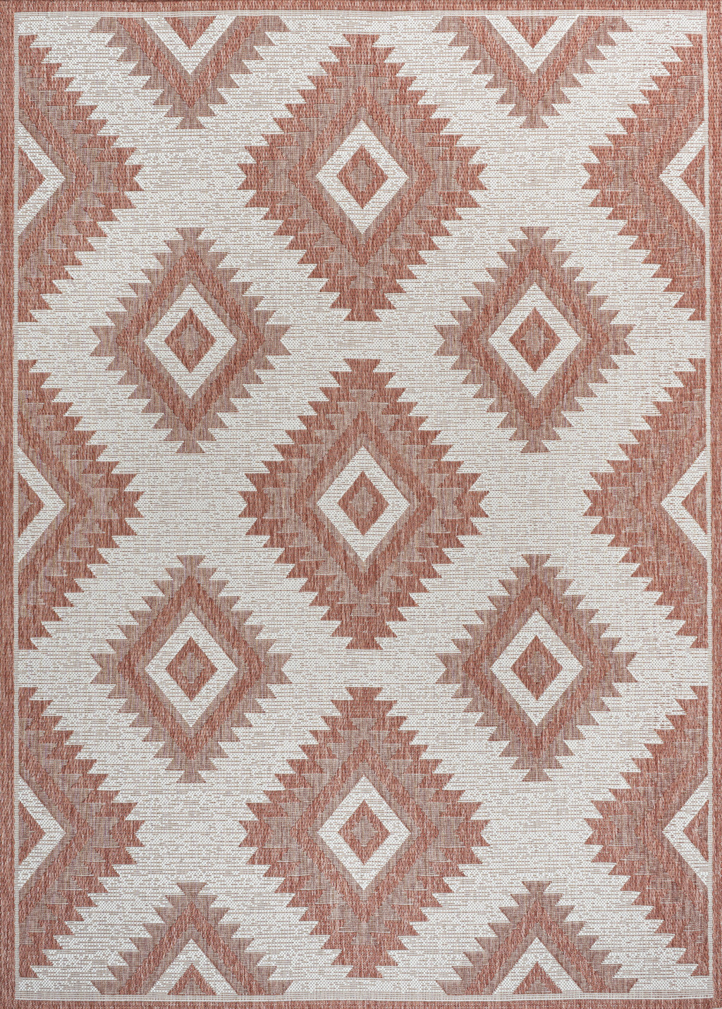 5' X 8' Salmon And Cream Moroccan Indoor Outdoor Area Rug - GreatEagleInc