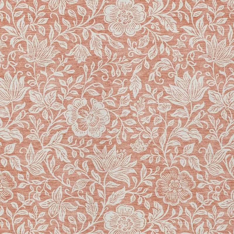 5' X 8' Salmon And Ivory Floral Washable Indoor Outdoor Area Rug Homeroots Outdoor