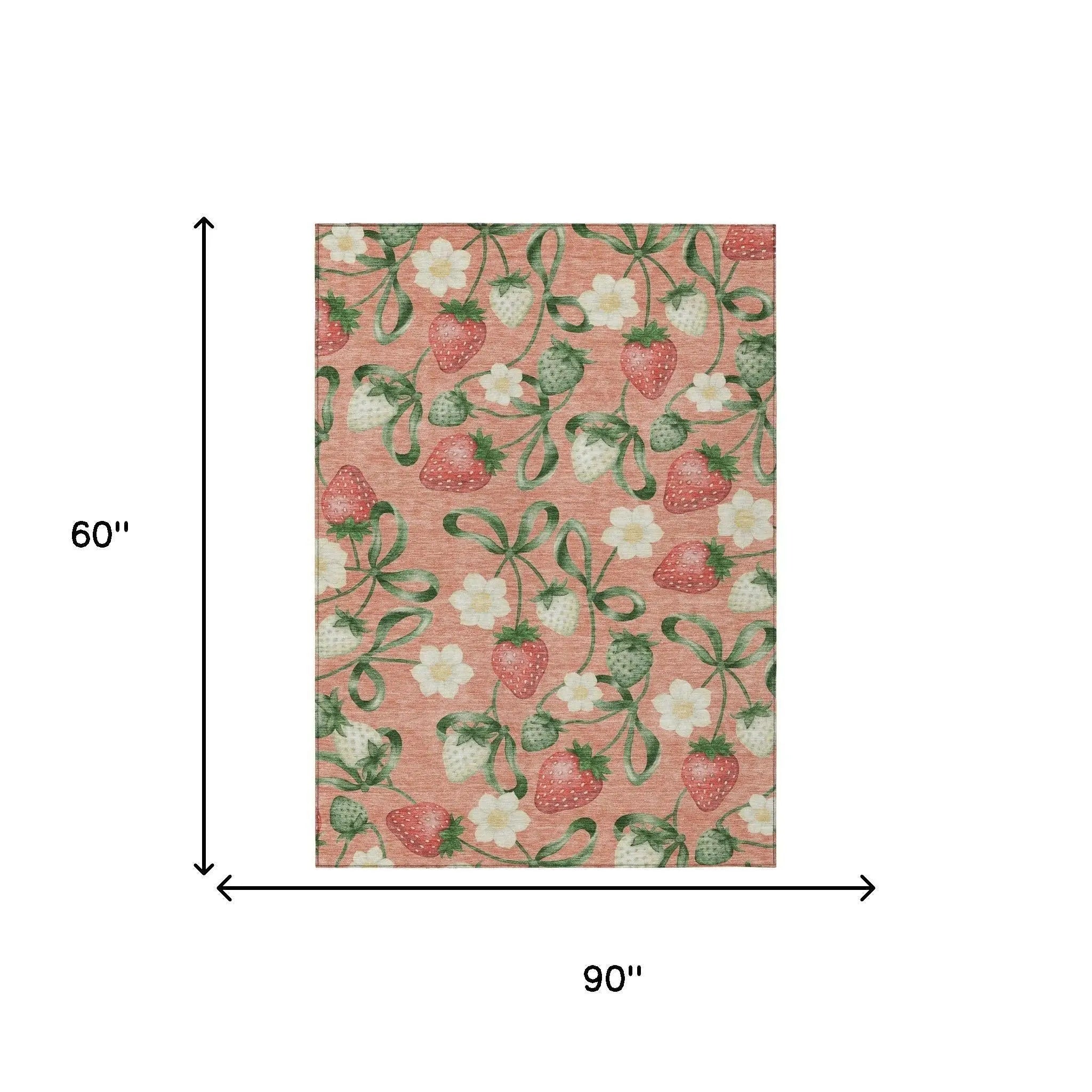 5' X 8' Salmon And Orange Floral Washable Indoor Outdoor Area Rug Homeroots Outdoor