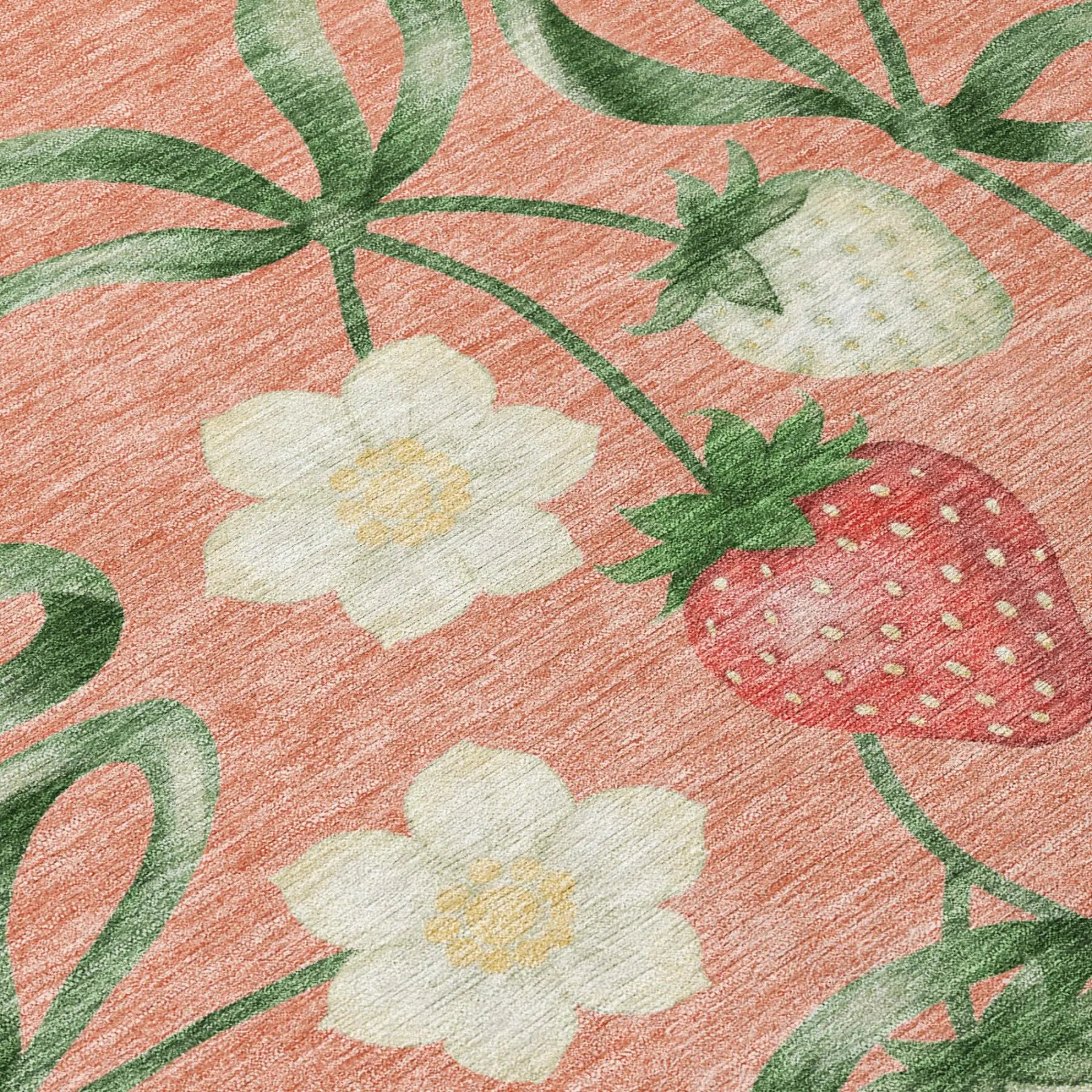 5' X 8' Salmon And Orange Floral Washable Indoor Outdoor Area Rug Homeroots Outdoor