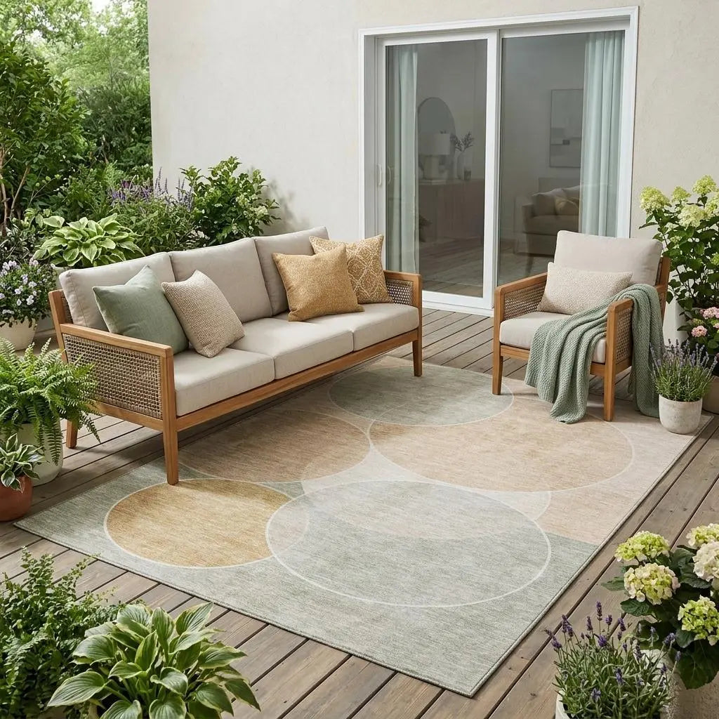5' X 8' Salmon And Orange Geometric Washable Indoor Outdoor Area Rug Homeroots Outdoor