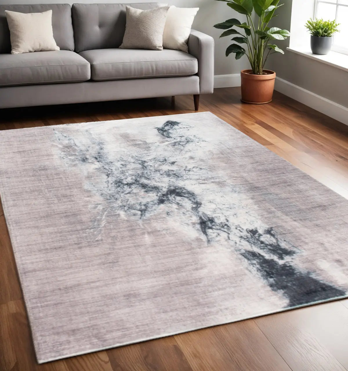 5' X 8' Sand Ivory And Black Abstract Area Rug Homeroots Home Decor