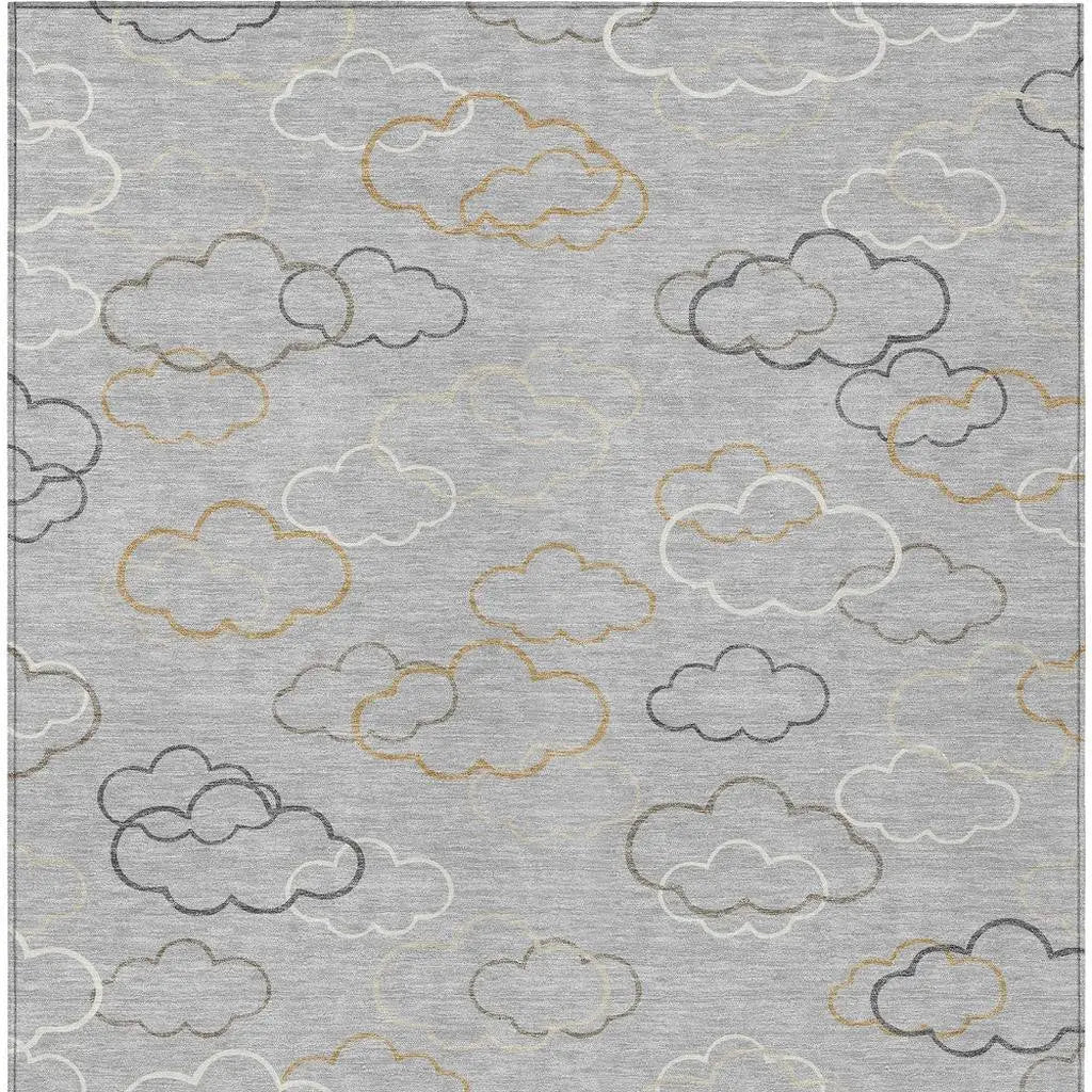 5' X 8' Silver And Beige Abstract Washable Indoor Outdoor Area Rug Homeroots Outdoor