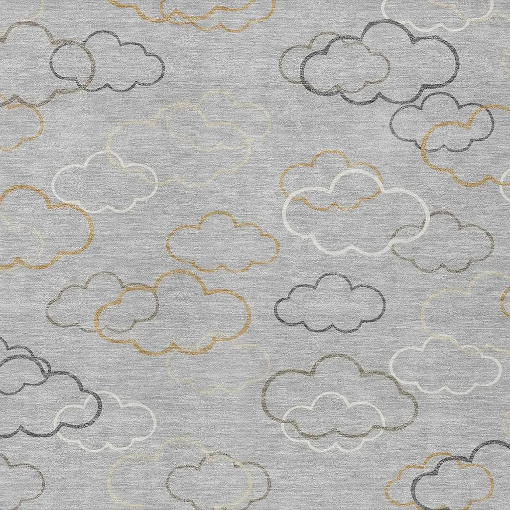 5' X 8' Silver And Beige Abstract Washable Indoor Outdoor Area Rug Homeroots Outdoor