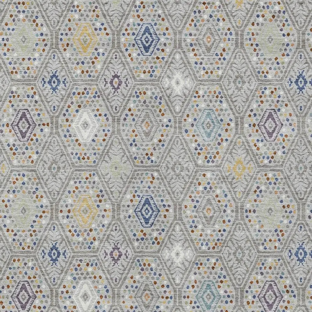 5' X 8' Silver And Brown Geometric Washable Indoor Outdoor Area Rug Homeroots Outdoor