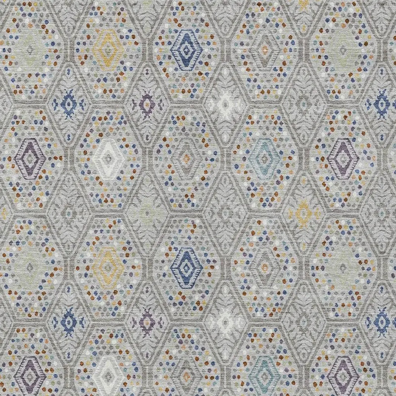 5' X 8' Silver And Brown Geometric Washable Indoor Outdoor Area Rug Homeroots Outdoor