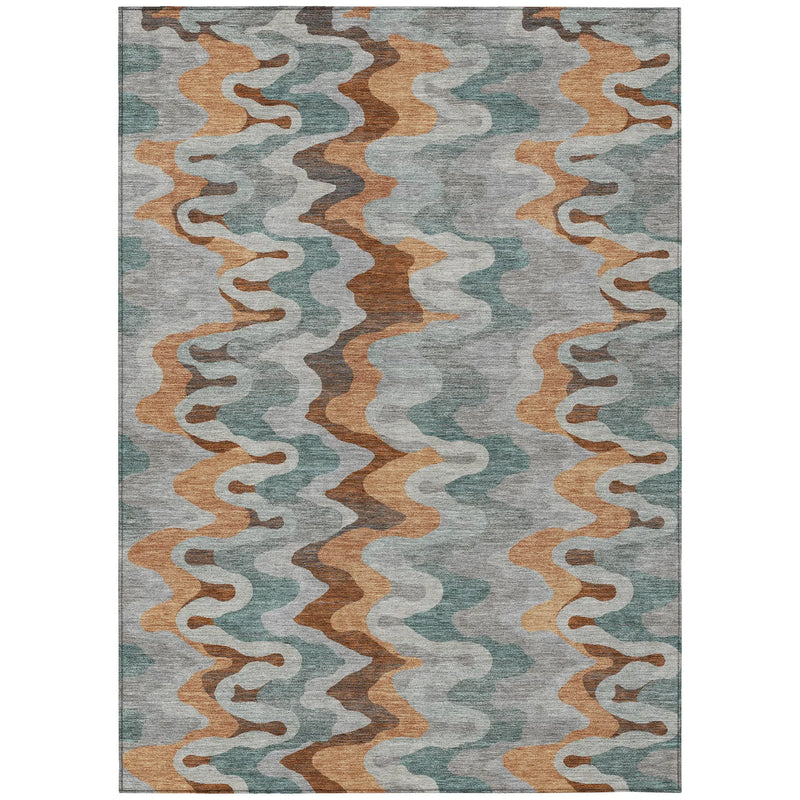 5' X 8' Silver And Copper Abstract Washable Indoor Outdoor Area Rug Homeroots Outdoor