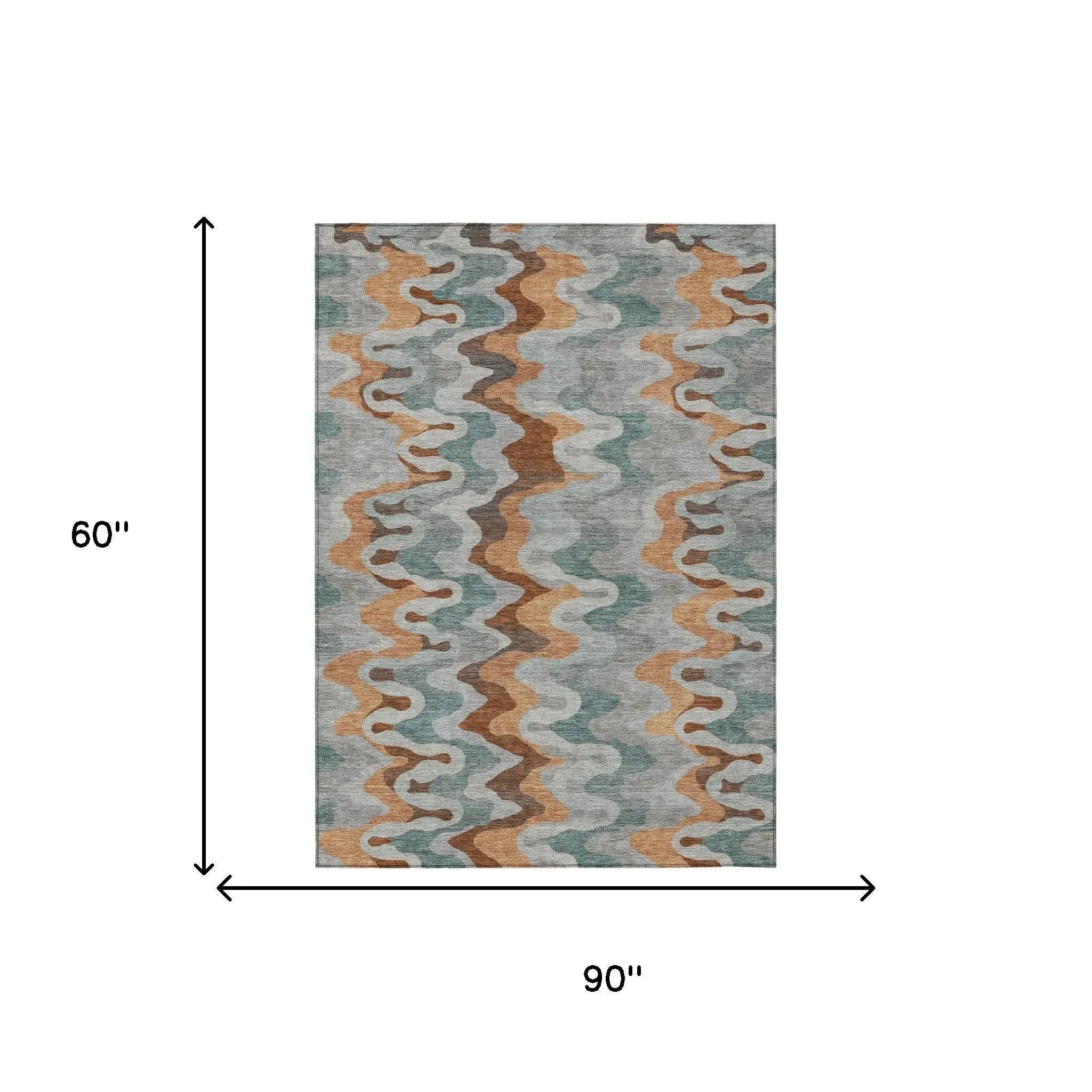 5' X 8' Silver And Copper Abstract Washable Indoor Outdoor Area Rug Homeroots Outdoor