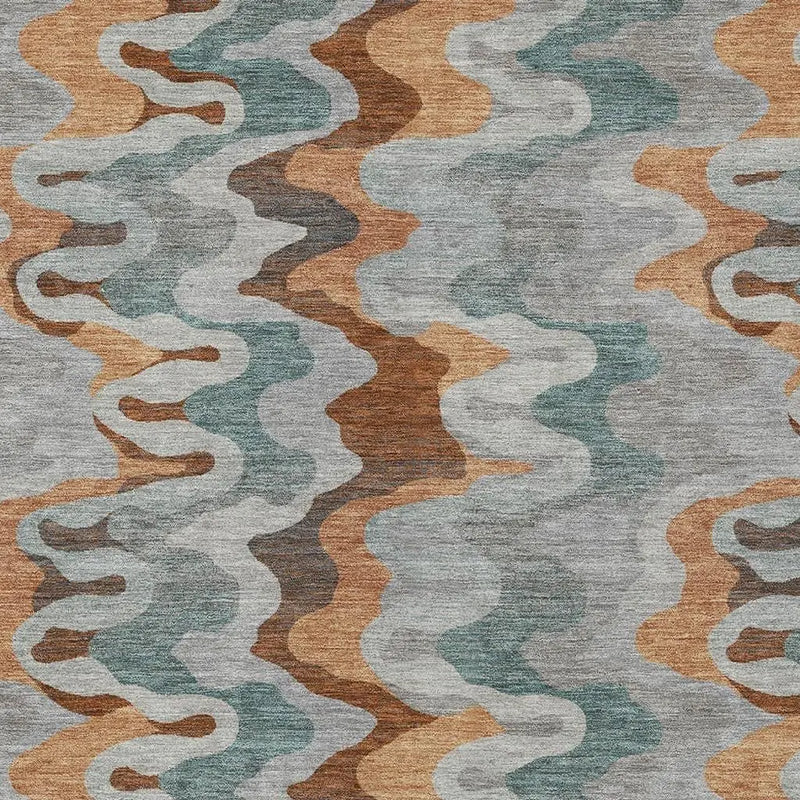 5' X 8' Silver And Copper Abstract Washable Indoor Outdoor Area Rug Homeroots Outdoor