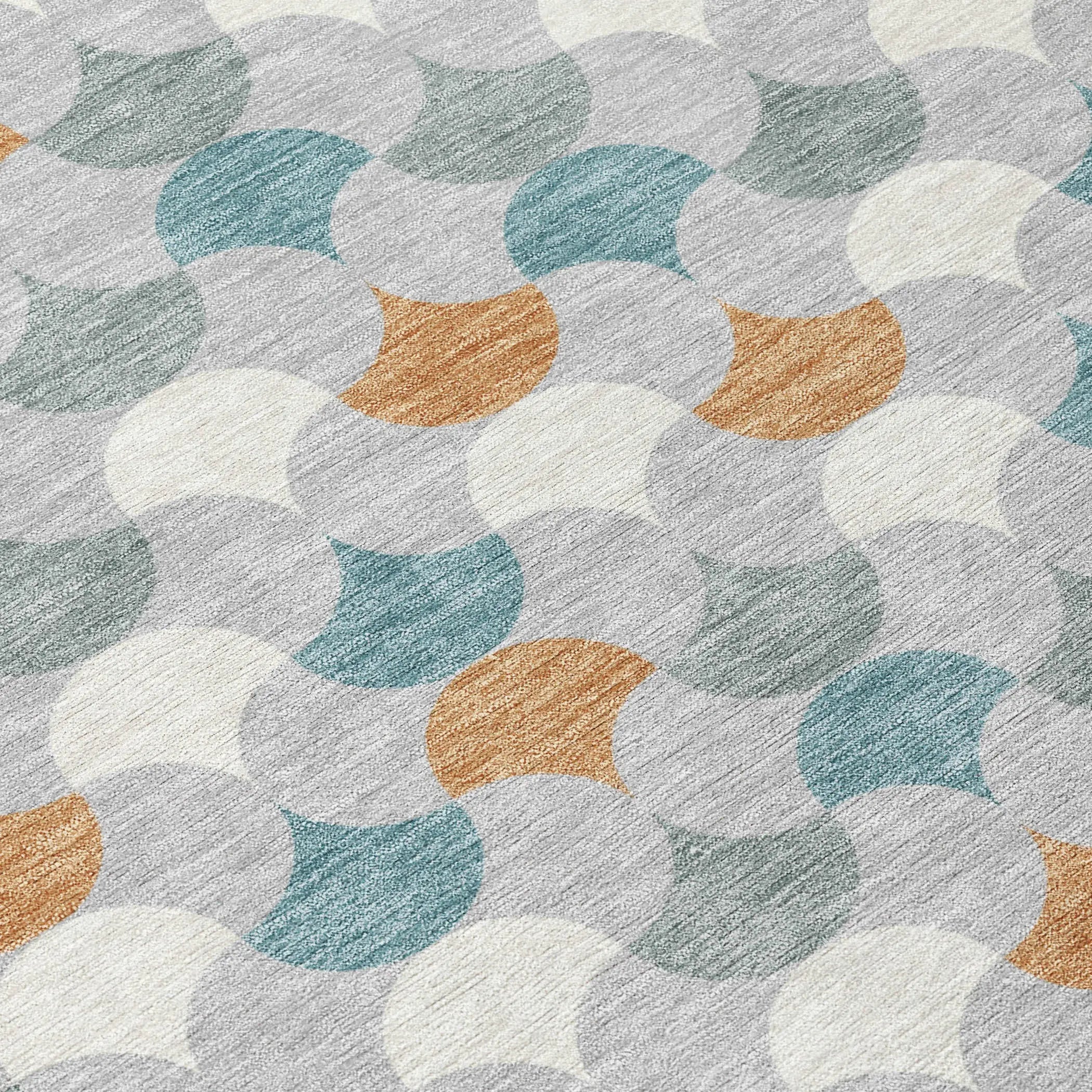 5' X 8' Silver And Copper Geometric Washable Indoor Outdoor Area Rug Homeroots Outdoor