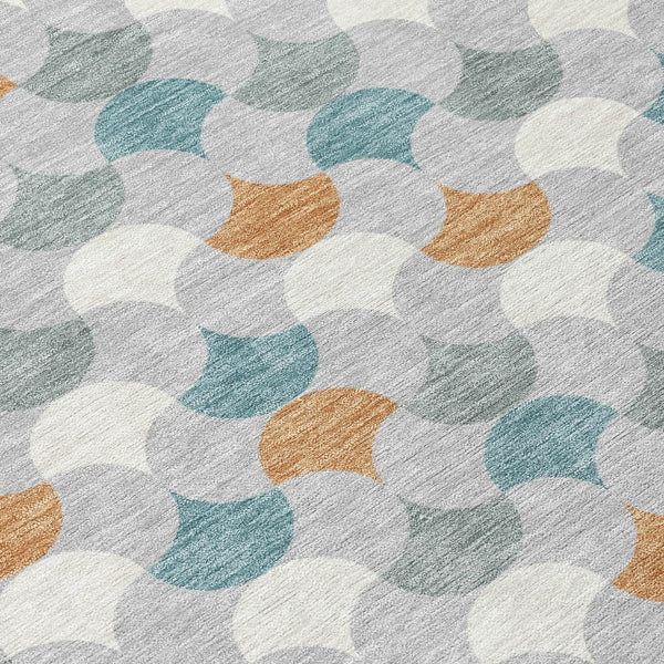 5' X 8' Silver And Copper Geometric Washable Indoor Outdoor Area Rug Homeroots Outdoor