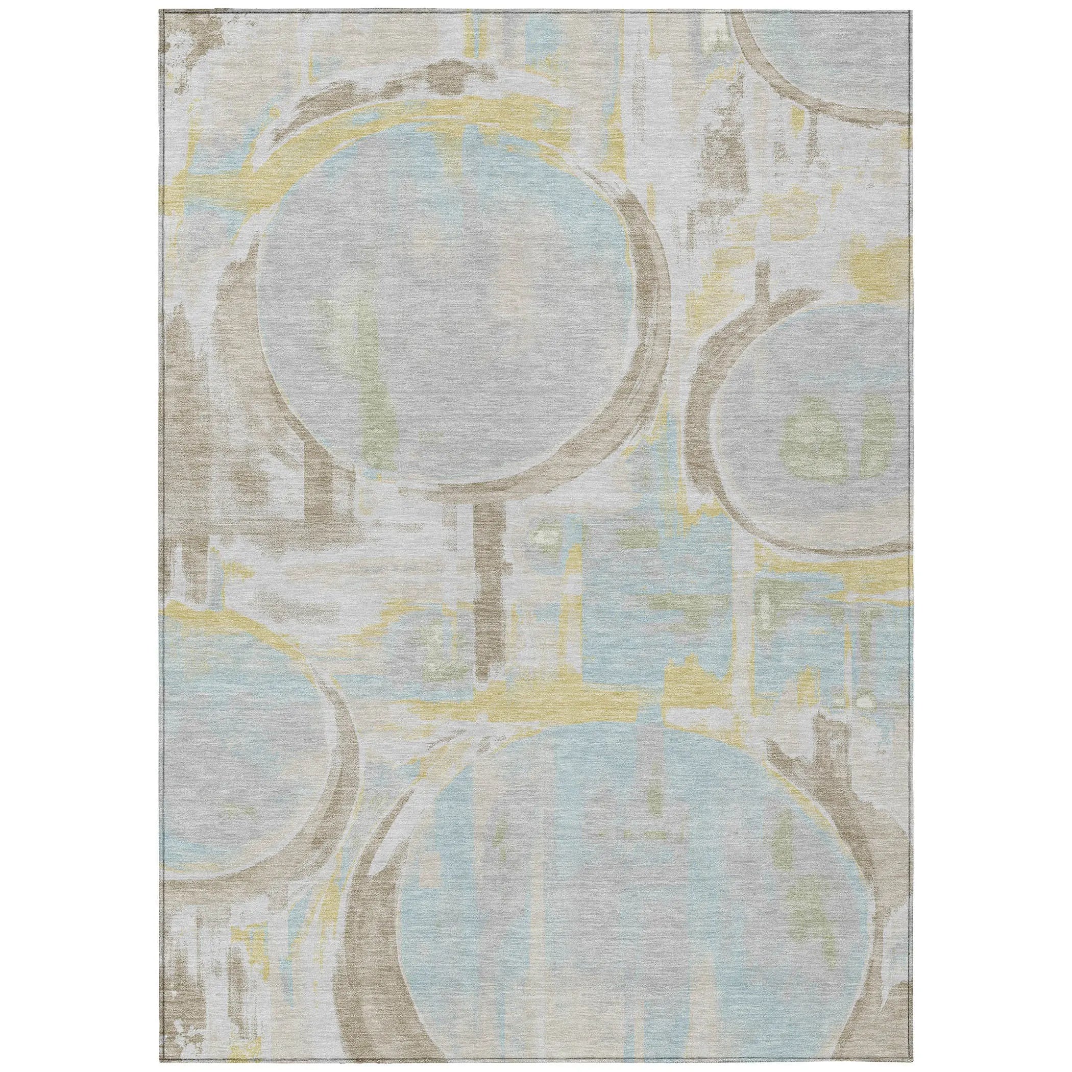 5' X 8' Silver And Gray Abstract Washable Indoor Outdoor Area Rug Homeroots Outdoor