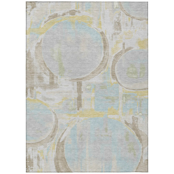 5' X 8' Silver And Gray Abstract Washable Indoor Outdoor Area Rug Homeroots Outdoor