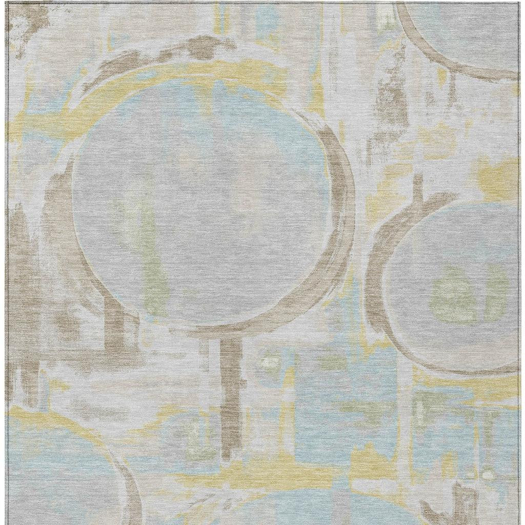 5' X 8' Silver And Gray Abstract Washable Indoor Outdoor Area Rug Homeroots Outdoor