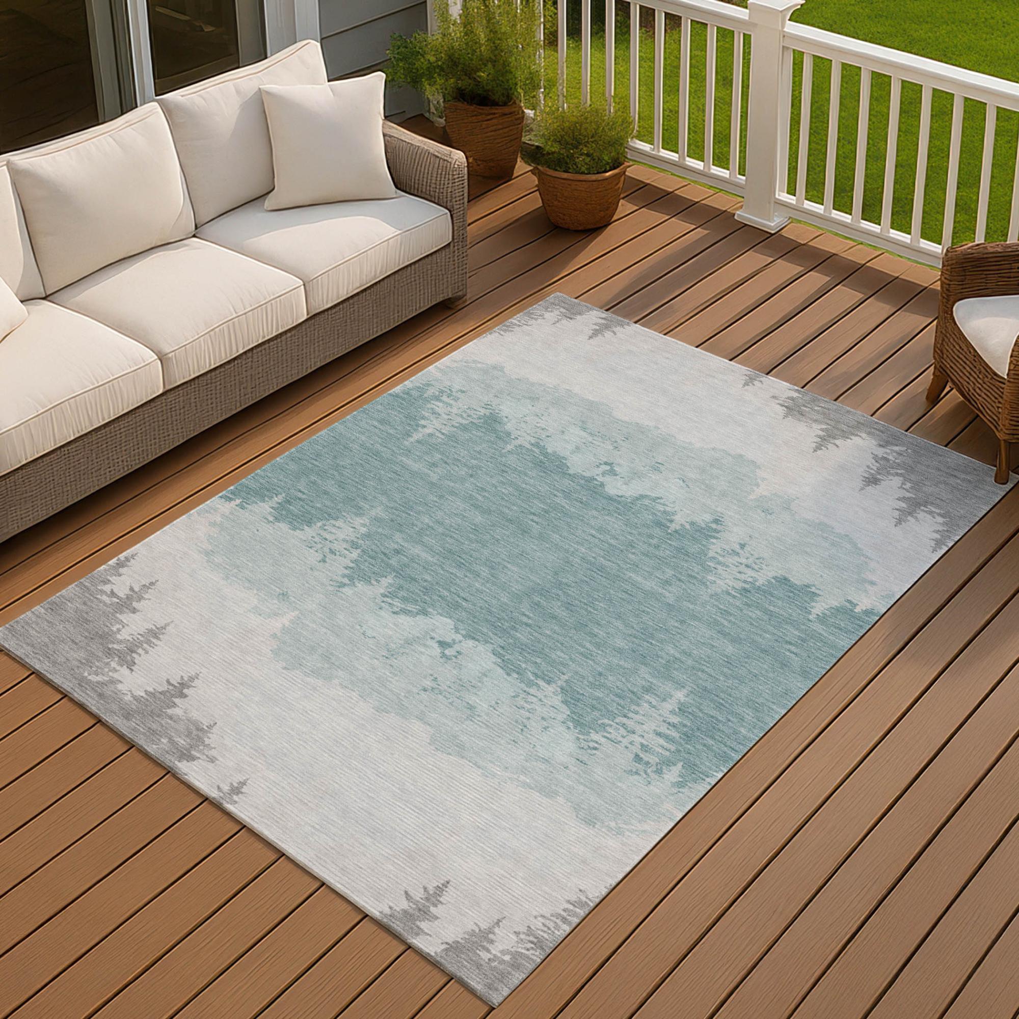 5' X 8' Silver And Gray Floral Washable Indoor Outdoor Area Rug Homeroots Outdoor