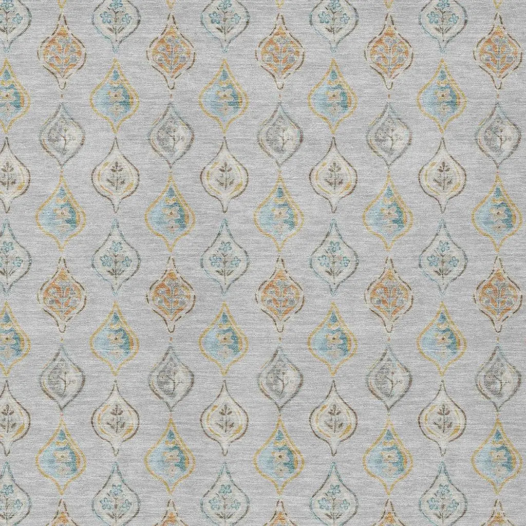 5' X 8' Silver And Gray Floral Washable Indoor Outdoor Area Rug Homeroots Outdoor