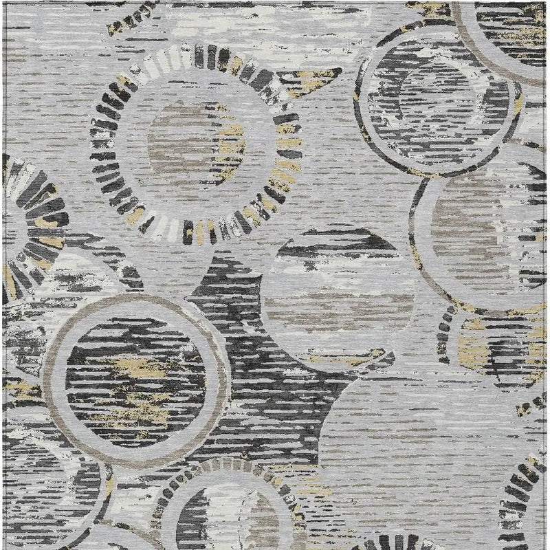 5' X 8' Silver And Gray Geometric Washable Indoor Outdoor Area Rug Homeroots Outdoor