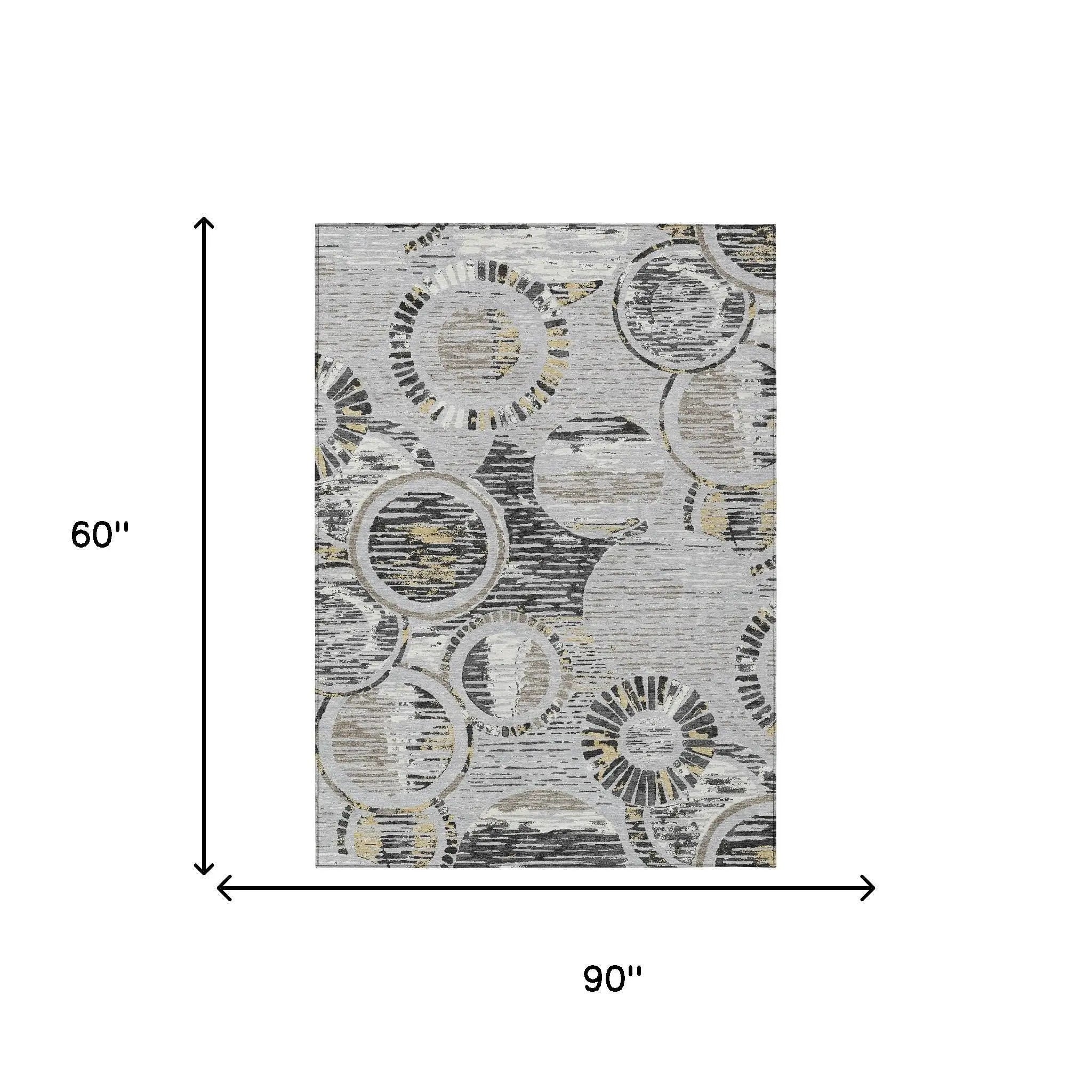 5' X 8' Silver And Gray Geometric Washable Indoor Outdoor Area Rug Homeroots Outdoor