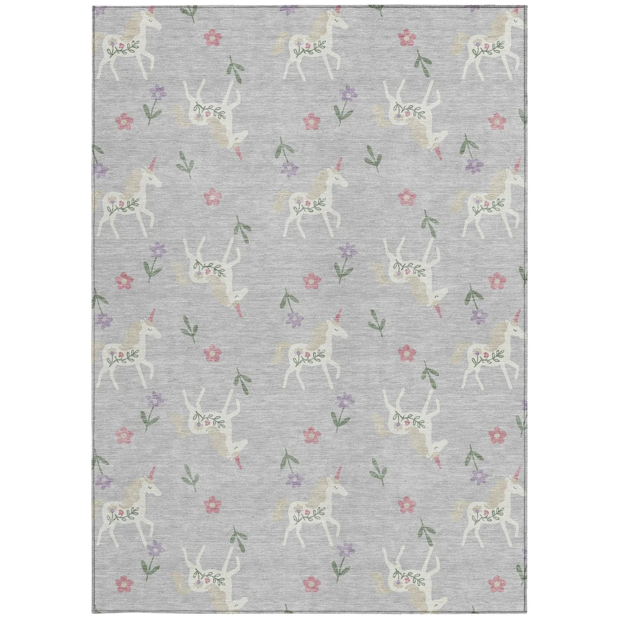 5' X 8' Silver And Ivory Floral Washable Indoor Outdoor Area Rug Homeroots Outdoor