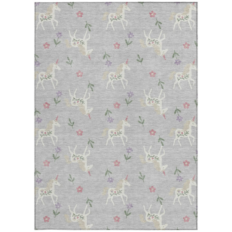 5' X 8' Silver And Ivory Floral Washable Indoor Outdoor Area Rug Homeroots Outdoor